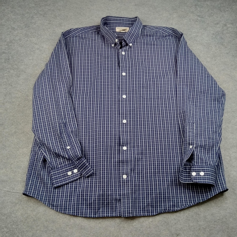Duluth Trading Shirt Mens 2XL Blue WrinkleFighter Button Long Sleeve 92105
